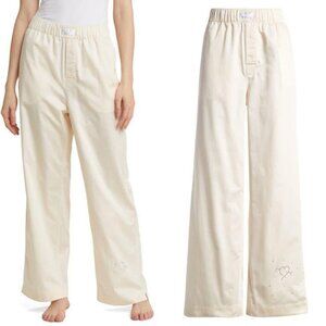 MAGNIBERG Gala Swarovski Crystal Embellished Cotton Sateen Pajama Pants Sz L